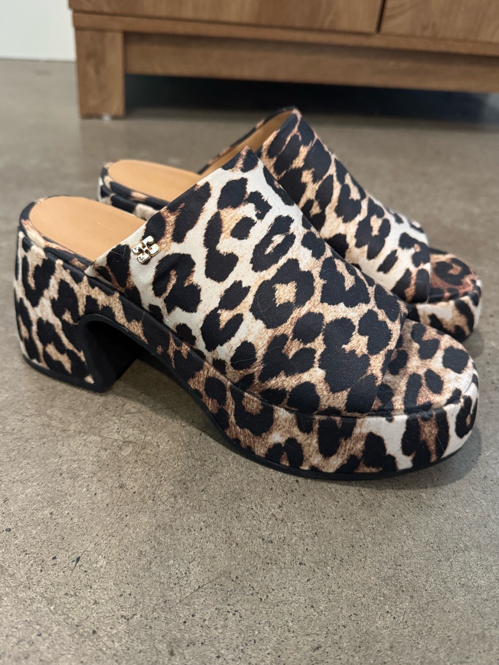 Ganni platform cheetah sandals